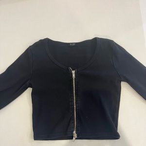 Brandy Melville Black Zip Up Zelly Top. Size Small